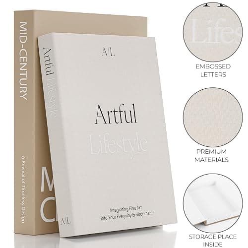 Aesthetic Decorative Books Set of 2 - Stylish Boxes for Coffee Table Decor | Beautiful Modern Home Decoration for Your Bookshelf or Mantel Decor - Fake/Faux Books as Photo Storage and Keepsake Box thumbnail 6