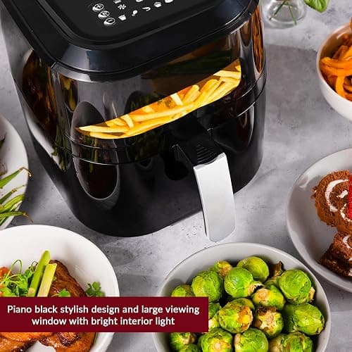 Innoteck Kitchen Pro 5L Air Fryer with Viewing Window - Healthy Low Fat No Oil Cooking - For Air Frying, Roast, Dehydrate, Bake, & Reheat - Dishwasher Safe Accessories, Non-Slip Feet - Gloss Black thumbnail 8