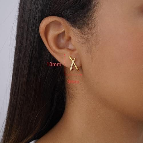 AGWOLF Gold/Silver Earrings for Women Trendy,14K Real Gold Plated Stud Earrings Dainty CZ Hypoallergenic Small Hoop Earrings for Women Gifts thumbnail 4