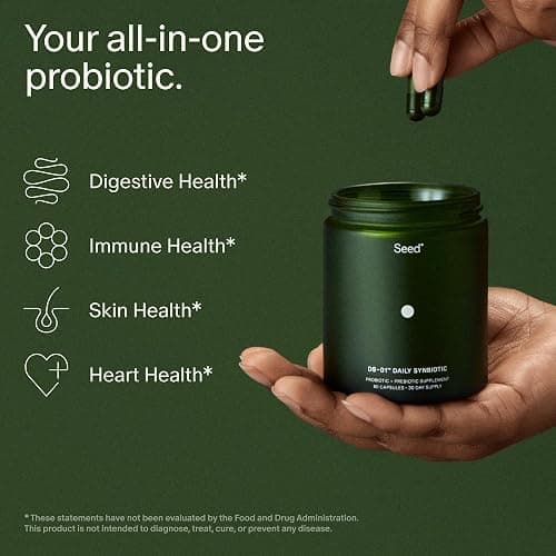 Seed DS-01 Daily Synbiotic - Prebiotic and Probiotic for Women & Men - Digestive Health, Gut Health, Immune Support, Bloating & Constipation Relief - Vegan & Shelf-Stable - 60 Capsules (30-Day Supply) thumbnail 2