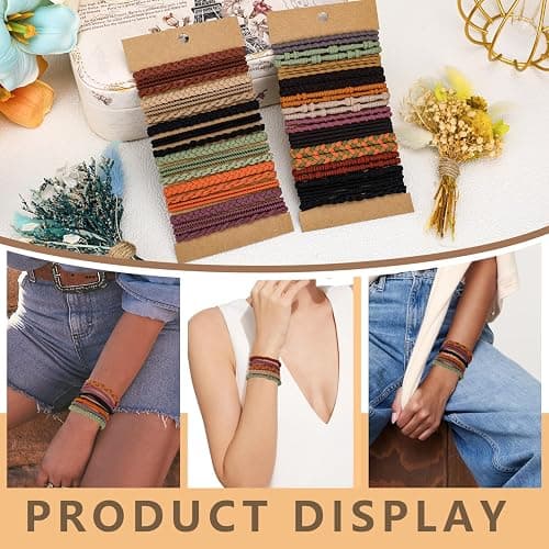 Boho Hair Ties 48pcs,Hair Accessories for Women, Hair Tie Bracelets,Ponytail Holders for Girls with Thick and Thin Hair,Soft Dual-Use No-Damage Ties,Mother's Day, Valentine's Day, Christmas gifts thumbnail 3