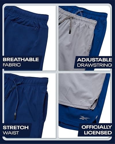 Reebok Boys Athletic Shorts 2 Pack – 2-in-1 Boys Basketball Shorts with Compression Liner – Quick Dry Running Shorts thumbnail 3