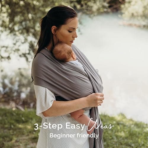 Boba Baby Wrap Carrier – Original Baby Sling Carrier for Newborns (7–35 lbs), Soft, Secure, Hands-Free & Ergonomic, Ideal for Comfortable Bonding, New Parents (Grey) thumbnail 7