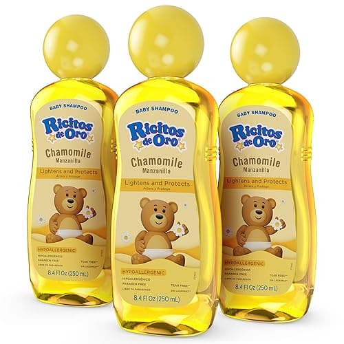 Ricitos de Oro Baby Shampoo with Chamomile, Paraben Free, Natural Lightening & Conditioning, Tear Free, Hypoallergenic, Kids Hair Care, 8.4 Fl Oz, 3-Pack - Chammomile Amber - 8 Fl Oz (Pack of 1)