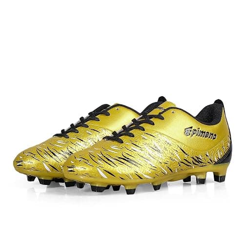 EPIMENO Soccer Cleats Boys Girls Kids Firm Ground Unisex Football Baseball Shoes(Little Kid/Big Kid) - 6 Big Kid - Gold Metallic thumbnail 3