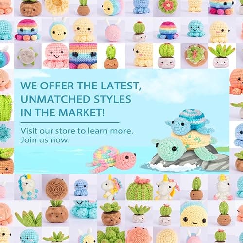 Crochetta Crochet Kit for Beginners, Beginner Crochet Kit for Adults with Step-by-Step Video Tutorials, DIY Crochet Animal Kits Kids Knitting Supplies, 3 Pack Turtle Family (40%+ Yarn) thumbnail 5