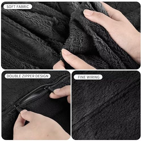 Bean Bag Chair for Adults 3FT,Soft Removable Cover for Teens/Girls Bedroom,Fluffy Giant Round Floor Beanbag Lounger Chairs (No Filler,Black) thumbnail 5