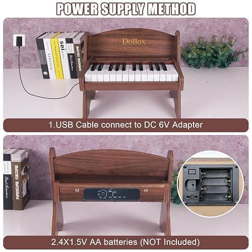 Dollox Kids Piano Digital Keyboard, 25-Key Wooden Electric Keyboard Toys for Toddlers, Baby Musical Instrument for Beginners, Mini Music Birthday Gift for 3-7 Year Old Boys and Girls thumbnail 6