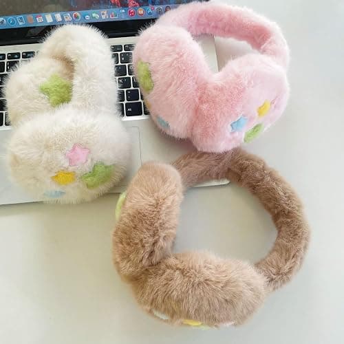 Obenie Women's furry pentagram patterned ear protection earmuffs for winter outdoor, beautiful and cute, Y2K earmuffs thumbnail 6