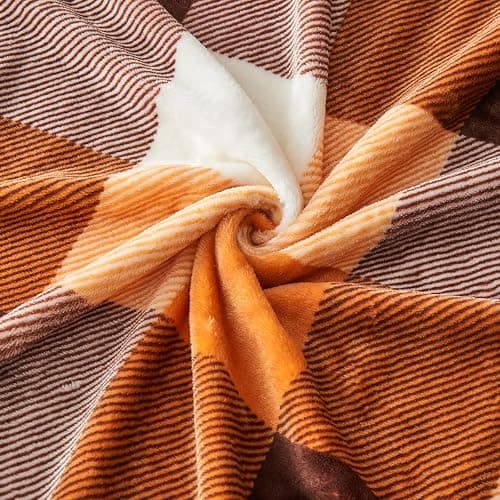 SOCHOW Buffalo Plaid Flannel Fleece Throw Blanket 50 x 60 Inches, Soft Lightweight Cozy All Season Orange Checkered Blanket for Bed, Couch, Car thumbnail 5
