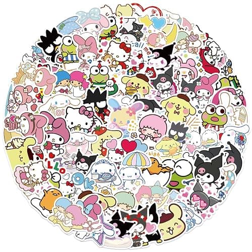100PCS Sanrio Cartoon Stickers for Water Bottles Laptop Luggage, Hello Cat Kitty Kuromi Mymelody Cinnamoroll Stickers for Adults Teens Waterproof Vinyl Decals (C) thumbnail 4