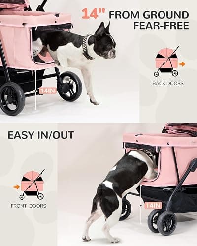 OJCME Dog Stroller for Large & Medium Dogs (20–132 lbs), Pet Stroller for 2 Small Dogs, Extra Large Heavy Duty, Foldable & Ventilated, Pink or Navy thumbnail 6