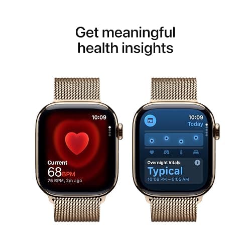 Apple Watch Series 11 [GPS + Cellular 42mm] Smartwatch with Gold Titanium Case with Gold Milanese Loop. Sleep Score, Fitness Tracker, Health Monitoring, Always-On Display, Water Resistant thumbnail 5