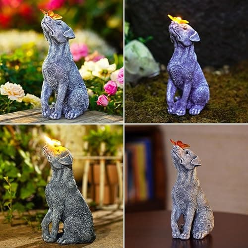Goodeco Dog Statue with Solar Butterfly - Ideal Gifts for Dad, Mom or Birthdays, Beautifully Crafted Outdoor Decorations to Wow Your Guests thumbnail 7