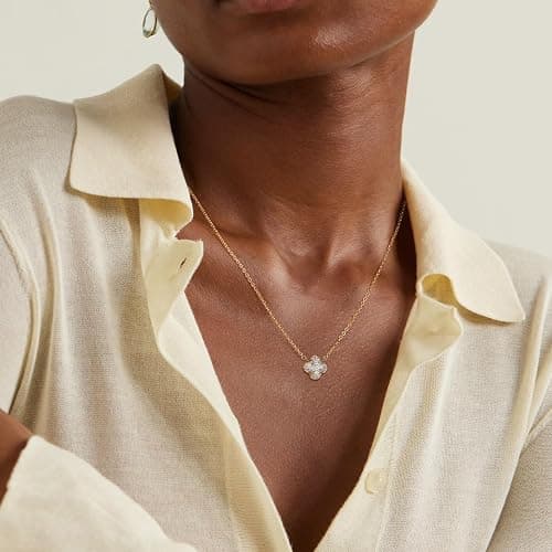 TONTMY STUDIOS Gold Necklace for Women 14K Gold Plated Simple Chain Cubic Zirconia Pendant Necklace Cute Rhinestone Solitaire Necklace Dainty Gold Jewelry for Women thumbnail 2