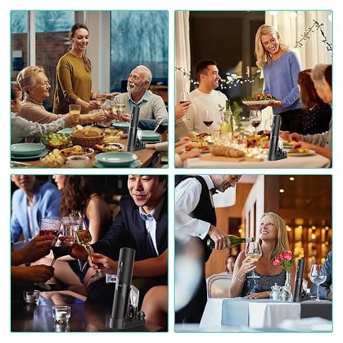 CIRCLE JOY Rechargeable Wine Opener Electric Wine Bottle Opener 7-in-1 Wine Gift Set with Electric Vacuum Pump, Charging Station, Foil Cutter, Wine Aerator Pourer and 2 Wine Stoppers thumbnail 7
