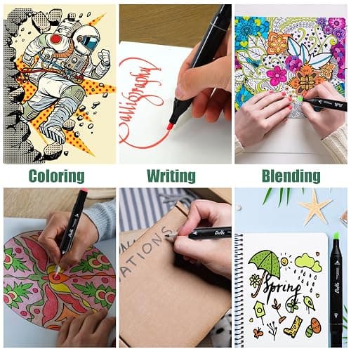 Kebuye 100 Colors Alcohol Markers Set, Dual Tips Blender Art Markers for Drawing Sketching Coloring Artist Pens and Underlining, Professional Permanent Sketch Markers for Kids Adult Coloring thumbnail 7