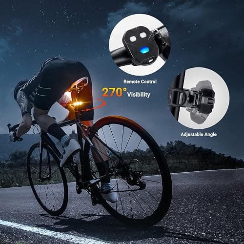 Bike Tail Light with Turn Signals Wireless Remote Control Waterproof Bicycle Rear Light Back USB Rechargeable Ultra Bright Safety Warning Cycling Taillight for Night thumbnail 5
