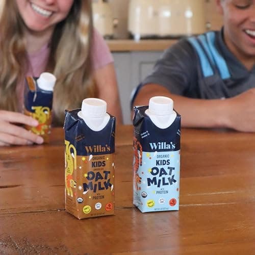 Willa's Organic Kid's Oat Milk with 8g Protein & 240g Calcium 8.25 oz - Plant-Based Milk for Kids, Dairy-Free, Bobby Approved, 2g Fiber – 16 Pack thumbnail 4