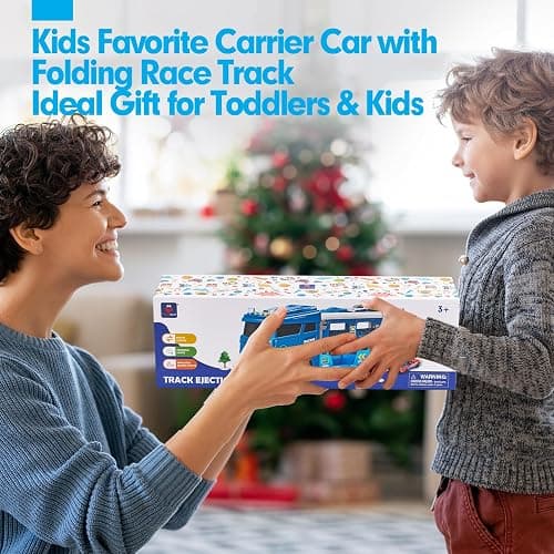 hahaland Toys for 3 Year Old Boy Gift - 2 in 1 Car Carrier Transforms into Race Tracks Toys with Dual Launcher Truck for Kids Ages 3-5 - Car Sets for Boys 3 Year Old Boy Gifts thumbnail 10