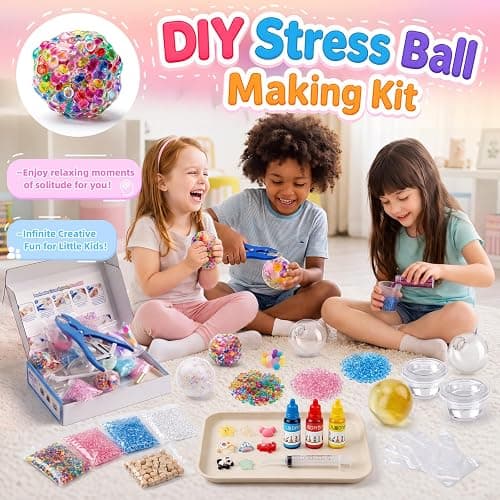 DIY Stress Ball Making Kit-Easy DIY- 10 TPR Skins, 16 Fillers, 15 oz Slime, 3.5 oz Clay, Handmade Squeeze Making Kit Stress Balls, Interesting Gifts for Women, Crunchy Relaxing thumbnail 2