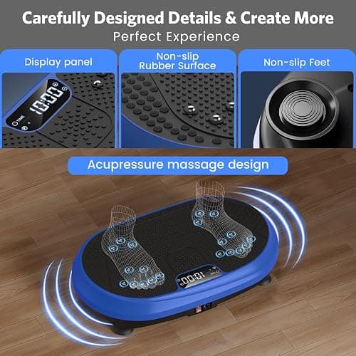 Vibration Plate Exercise Machine, Vibrating Fitness Platform for Lymphatic Drainage, Full Body Shaker Workout Equipment, Bluetooth Power Shaping Vibrate Plate, Board Sport for Home Exercise Gym, Blue thumbnail 3