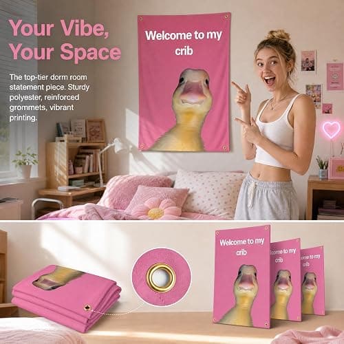 Bedroom Decor Posters, Aesthetic Posters for Bedroom Wall Decor, Room Decor Prints for Dorm, Living Room & Apartment, Modern Wall Art Set for Students, Friends & Family Gifts (Duck Pink) thumbnail 2