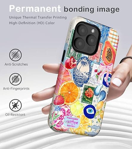 Amzfield Compatible with iPhone 15 Pro Max Case, Aesthetic Summer Phone Case Cute Fruit Lemon European Collage for Girl Women, Scratch Resistant Shockproof Protective Girly Case for iPhone 15 Pro Max thumbnail 2