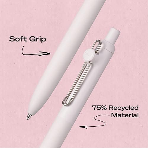uniball™ The Elle Pen Set, Zento Gel Pens, Black Ink, 4 Count | Pink Puff included, 0.7mm Medium Point, Retractable, Smooth Writing, Quick-Drying, No Smear, No Bleed thumbnail 7