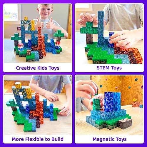 Toyvimo Magnetic Blocks 100PCS Kids Toys Magnetic Building Blocks Build Mine Magnet World Craft Cubes Boys Toys Ages 3-5 4-6 5-7 6-8, 3-12 Year Old Boy Birthday Gifts thumbnail 2