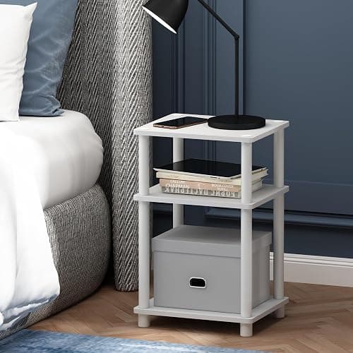 Furinno JUST Side Table, 3-Tier End Table, Open Shelves Night Stand, Bedside Table, Toolless Assembly, for Living Room, Bedroom, Bathroom, White(Espresso) thumbnail 8