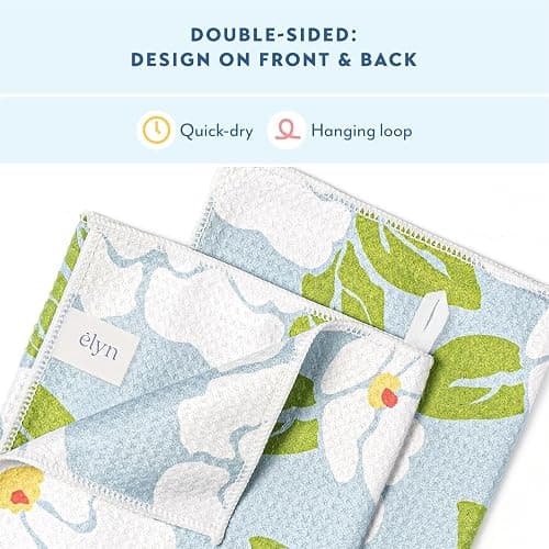 ELYN Microfiber Kitchen Dish Towel Set, Quick-Dry & Absorbent Waffle Weave Cleaning Towels, Set of 4 Kitchen Towels, Paper Towels Alternative (Oranges & Gingham) thumbnail 5