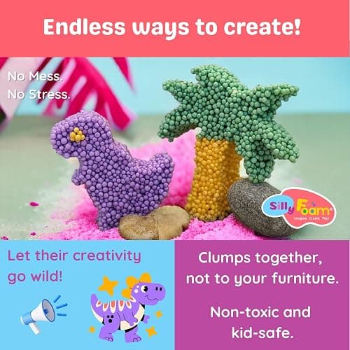 Silly Foam, Creative Modeling Foam Beads, 1-Pack of 6 Primary Colors, Easy Clean Up, Perfect for Preschool and Kids, Arts & Crafts, Sensory Play, STEM, Travel Toy, Holiday Gifts, Non-Toxic (Age 3+) thumbnail 4