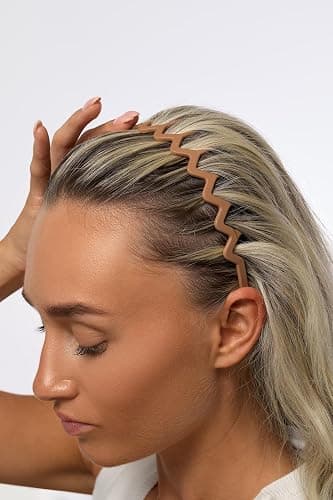 Brushworks Neutral Zig Zag Headbands – 3 Pack | Stylish Wavy Hair Bands for Women & Girls | Comfortable, Non-Slip, Everyday Hair Accessories thumbnail 2