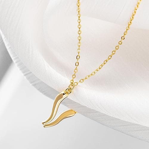VRIUA Gold Necklace for Women - 14K Gold Plated Dainty Italian Horn Star of David Butterfly Bow Sun Lotus Volleyball Baseball Cowboy Boots Necklace Jewelry Everyday for Women thumbnail 6