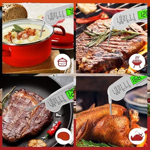 AWLKIM Meat Thermometer Digital - Fast Instant Read Food Thermometer for Cooking, Candy Making, Outside Grill, IP67 Waterproof Kitchen Thermometer with Backlight, Stocking Stuffers for Men - White thumbnail 6