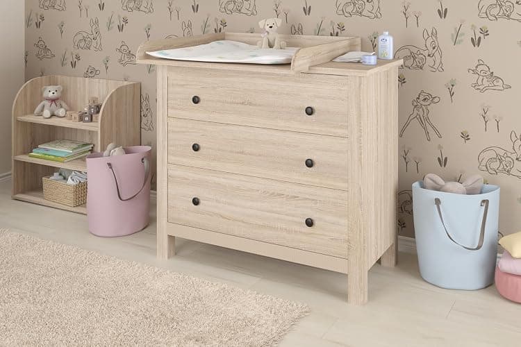 Shefa Kids Wickelaufsatz 800 für Ikea Kommode der Serien MALM, HEMNES und NORDLI, Universal, Eiche thumbnail 6