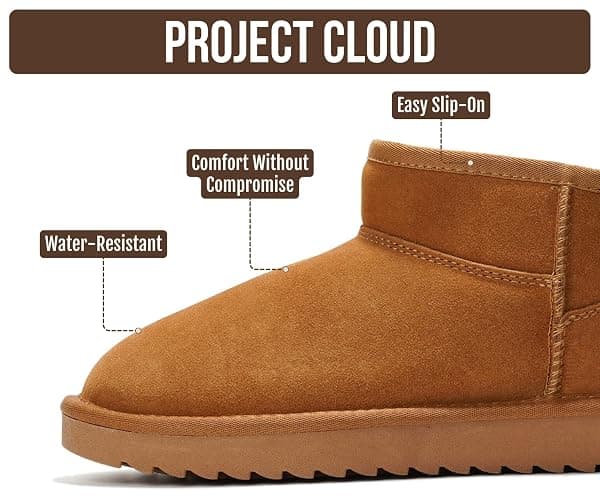 Project Cloud 100% Genuine Leather Comfortable Womens Ankle Boots | Water Resistant Memory Foam Insole Winter Shoes - Trendy Footwear Outdoor Fall Shoes for Women - Winter Boots for Women thumbnail 4
