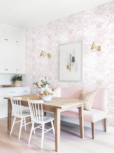 Dimoon 78.7"x17.3" Peel and Stick Wallpaper Floral Contact Paper Boho White Pink Flower Wallpaper Removable Wall Paper Self Adhesive Modern Contactpaper for Cabinets Drawers Bedroom Thicken Vinyl thumbnail 4
