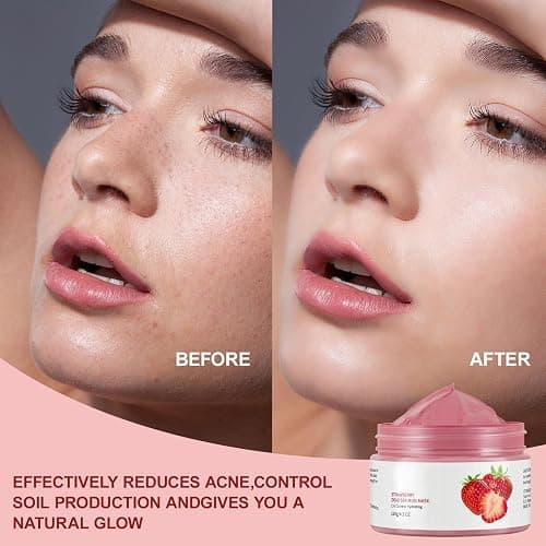 GUOYAOLIFU Clay Mud Face Mask for Women,Strawberry Dead Sea Mud Facial Mask Skincare，Deeping Cleansing,Oil Control,Hydrating Face Cleaning Clay Masks for All Skin Types (4.2OZ) thumbnail 7
