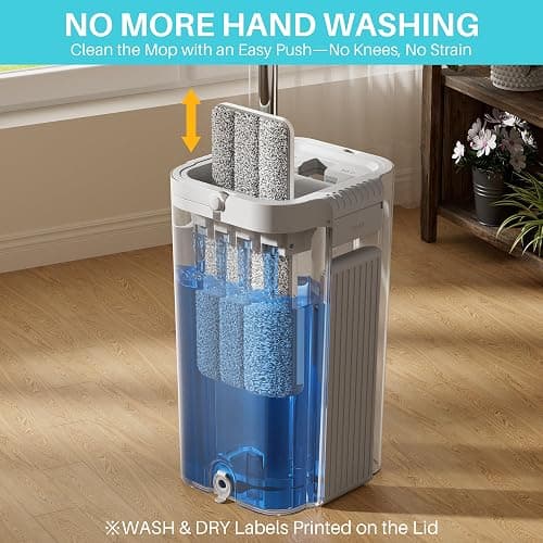 JOYMOOP 8L (2.1 Gal) Large Capacity Mop System with Extension Handle, Perfect for Household and Commercial Floor, Window, and Wall Cleaning - Includes 3 Washable Microfiber Pads for Wet and Dry Use thumbnail 3