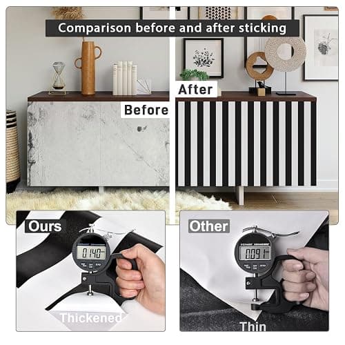 Cohoo Home Black and White Wallpaper Peel and Stick Striped Contact Paper for Cabinets Black and White Contact Paper Modern Self-Adhesive Removable Wallpaper Bedroom Bathroom Waterproof 197inL 18inW thumbnail 3