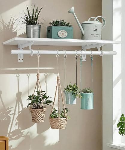 FIRJOY Wall Mounted Clothes Rack, with Top Shelf and Hanging Rod, Heavy Duty (White, 1 PACK 11.8" x 31.4") thumbnail 5
