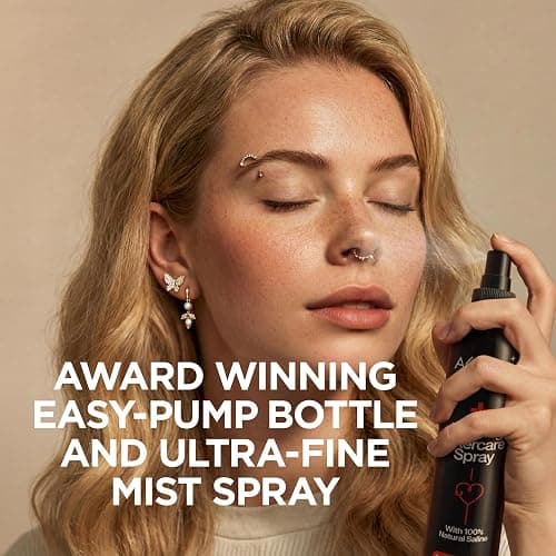 Piercing Aftercare Spray | Ear Piercing Cleaner | Sterile Saline Spray 8oz | Saline Solution for Piercings; Aftercare of Pierced Ear, Septum, Belly, Nose, Body; Pierce Cleaner Salt Mist Bump Solution thumbnail 4