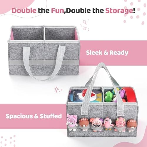 Carrying Case for Toniebox Starter Set and Tonies Figurines, Travel Felt Cloth Musical Toy Folding Bag for Toniebox 2 & Accessories (Pink) thumbnail 4