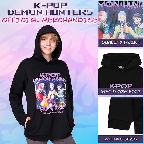 KPop Demon Hunters Hoodie for Girls Teens, Officially Licensed Warm Sweatshirt Pullover Cozy Hoodies Gifts for Girls thumbnail 2