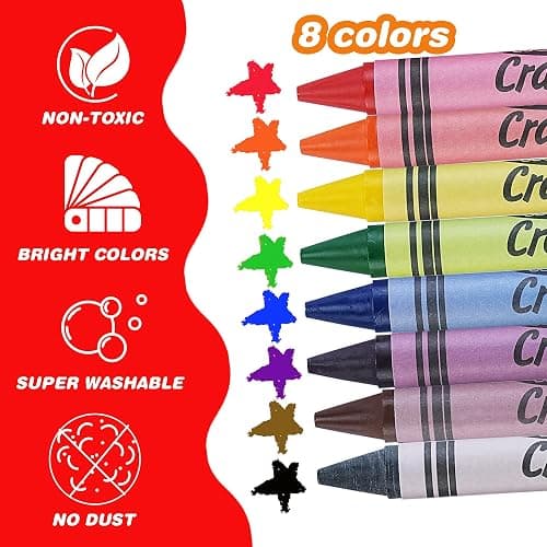 WOSWEL Jumbo Crayons Bulk 12 Pack, Fat Crayons for Toddlers 1-3, Non-Toxic Easy-Grip for Kids Ages 2-4, 8 Bright Colors, Safe Art Supplies for Coloring Books & School Projects thumbnail 4