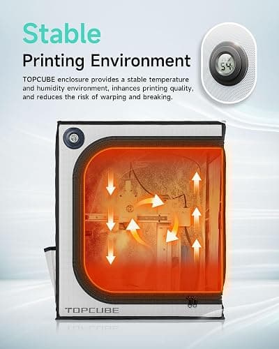 TOPCUBE 3D Printer Enclosure for Bambu Lab A1 Mini with LED Light Grey | Large Transparent Window Enclosure Fireproof Dustproof Noise Reduction Constant Temperature 3D Printer Cover, 470x550x550MM thumbnail 3