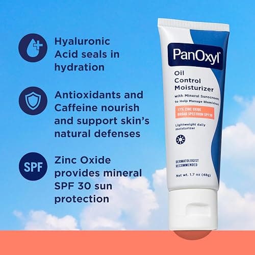 PanOxyl AM Oil Control Moisturizer, NEW Sheer Formula, Absorbs Excess Oil and Reduces Shine, with Mineral Sunscreen for Acne Prone and Oily Skin - SPF 30-1.7 oz thumbnail 3