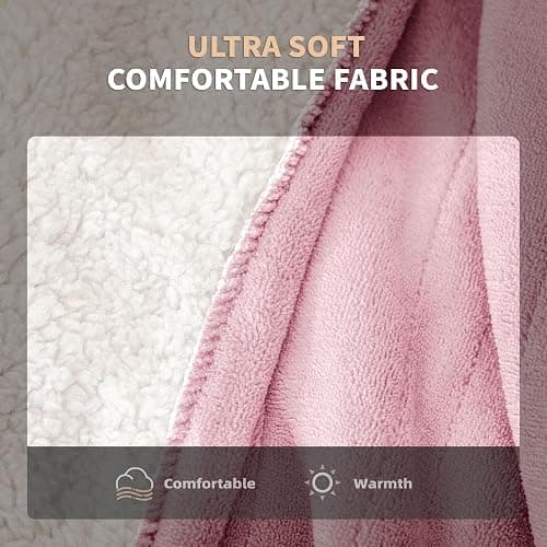 JET'S HOME Heated Blanket 50"x60" - ETL Certified Flannel Electric Blanket Throw Machine Washable Heating Blanket with 5 Heating Levels 3 Hours Auto-Off Overheating Protection Gifts for Women (Pink) thumbnail 3